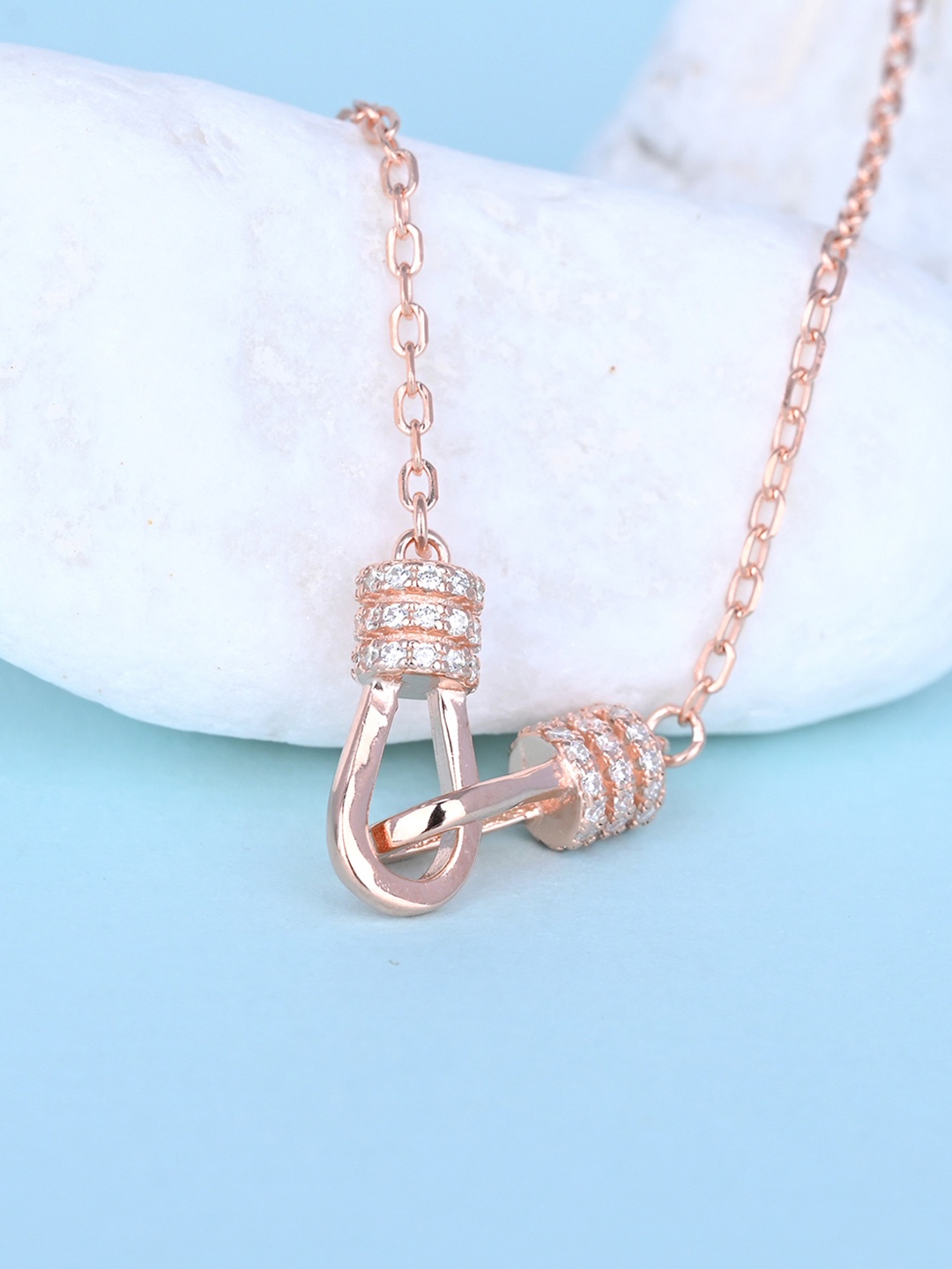 

TOUCH925 925 Pure Silver Rose Gold-Plated Cubic Zirconia Chain