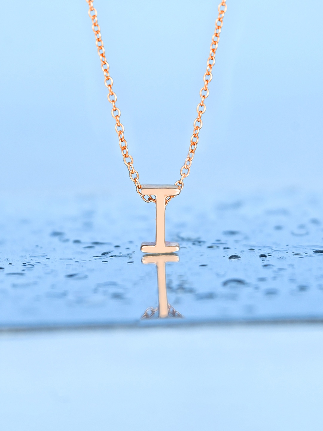 

TOUCH925 Sterling Silver Rose Gold-Plated I-Alphabet Pendants with Chains