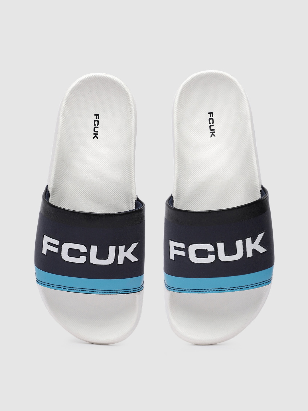 

FCUK Men Printed Sliders, White