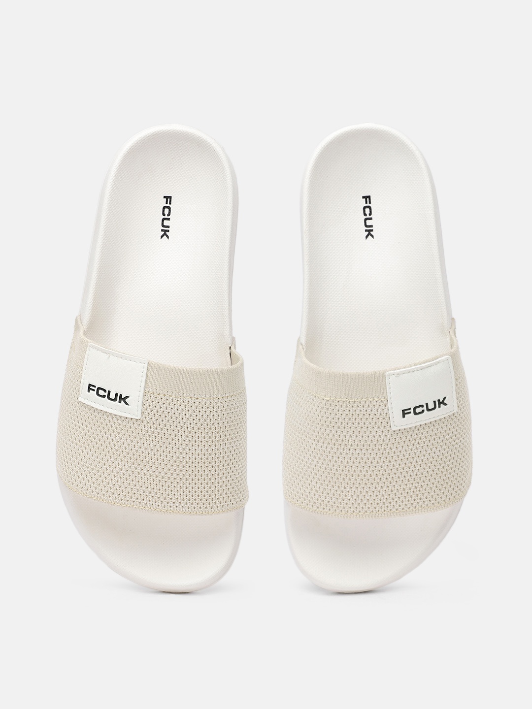 

FCUK Men Textured Sliders, Beige