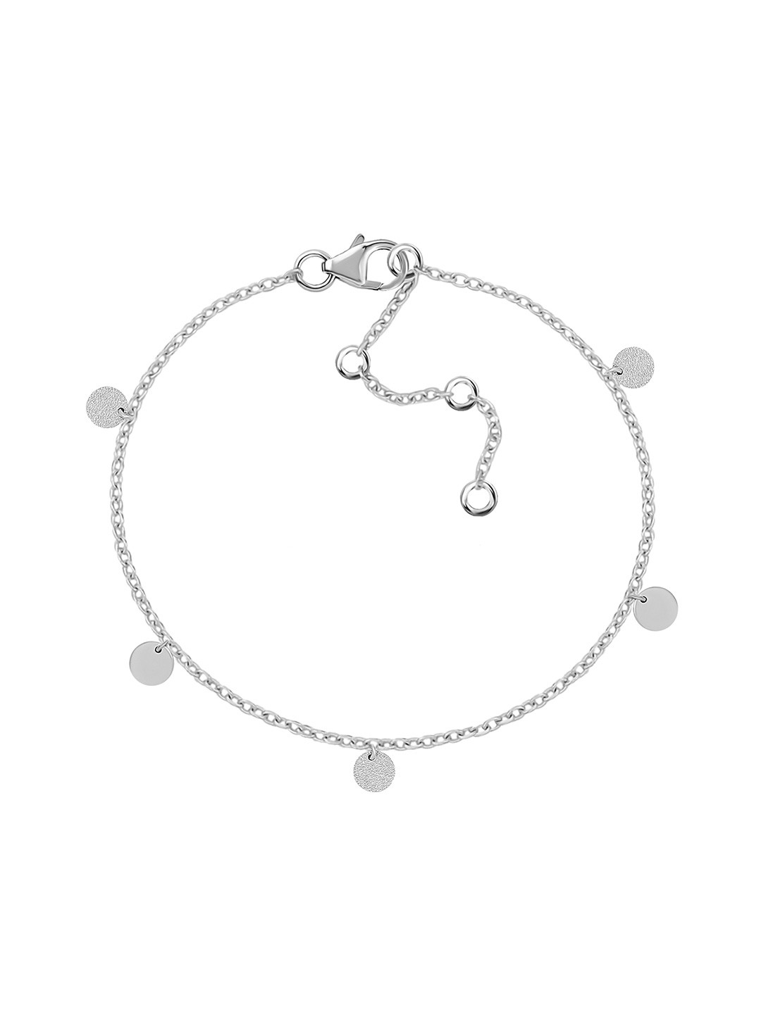 

Ornate Jewels 925 Sterling Silver Rhodium-Plated American Diamond Studded Charm Bracelet