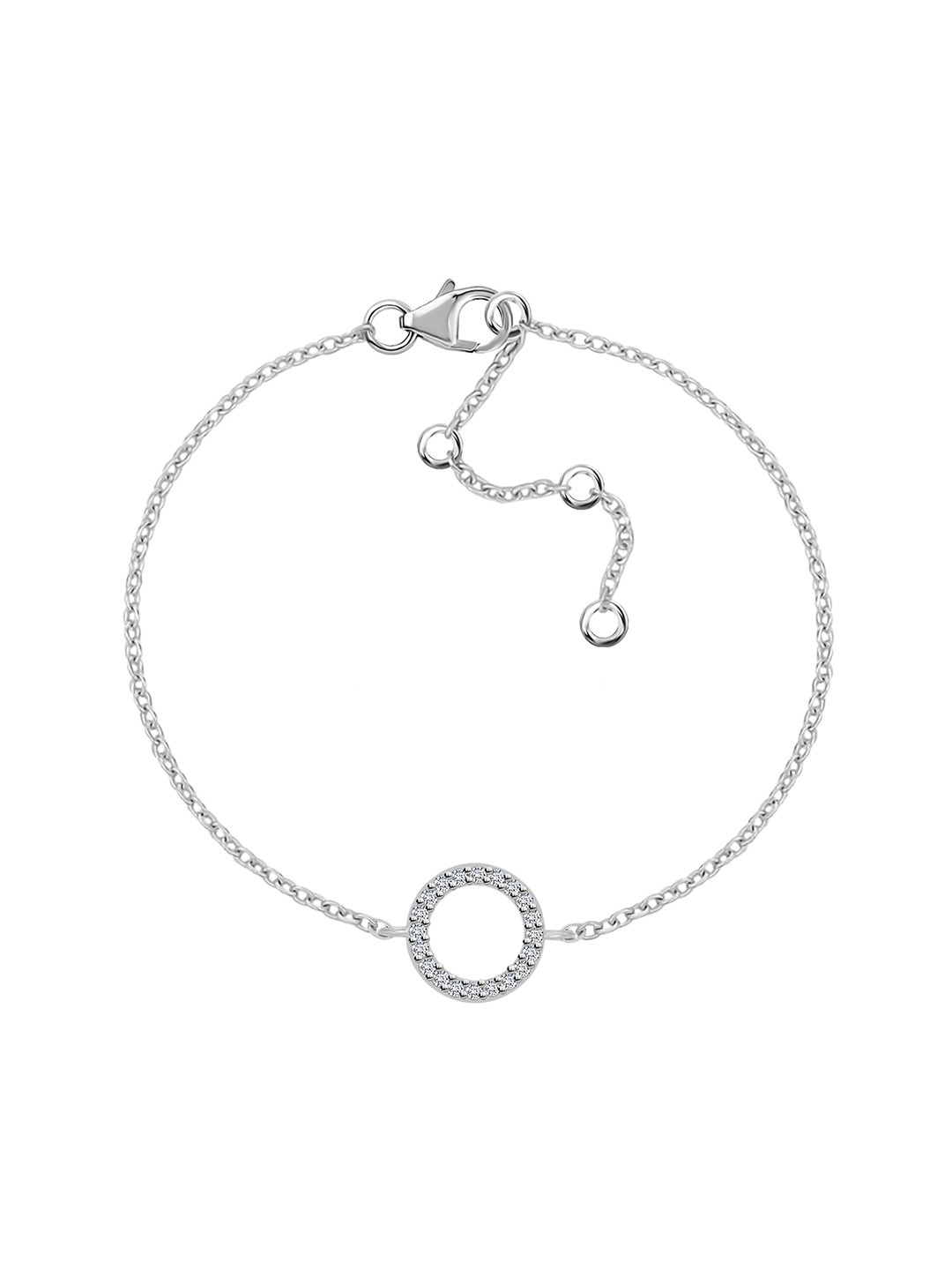 

Ornate Jewels 925 Sterling Silver Rhodium-Plated American Diamond Studded Link Bracelet