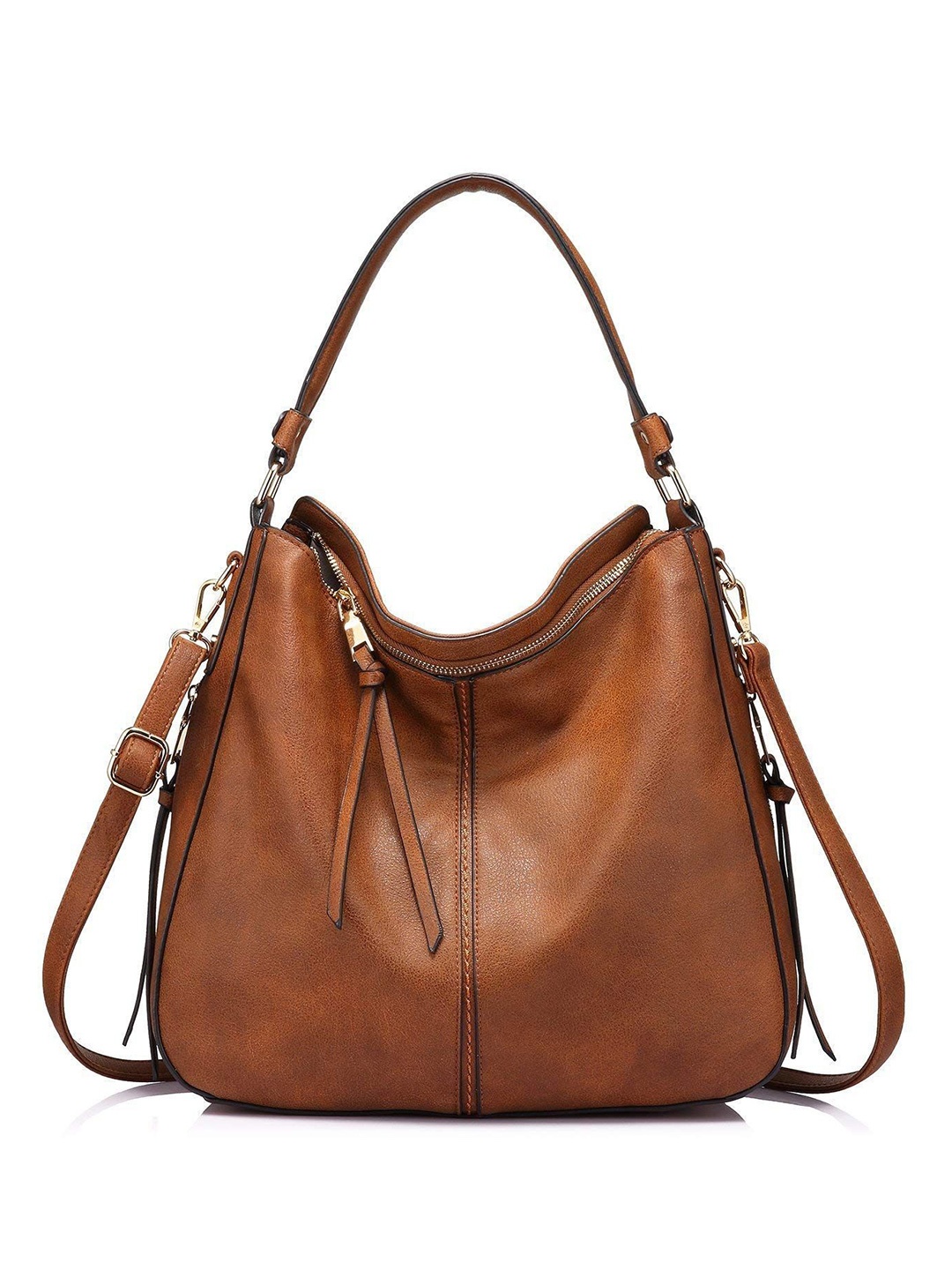 

Lychee bags PU Bucket Handheld Bag, Tan