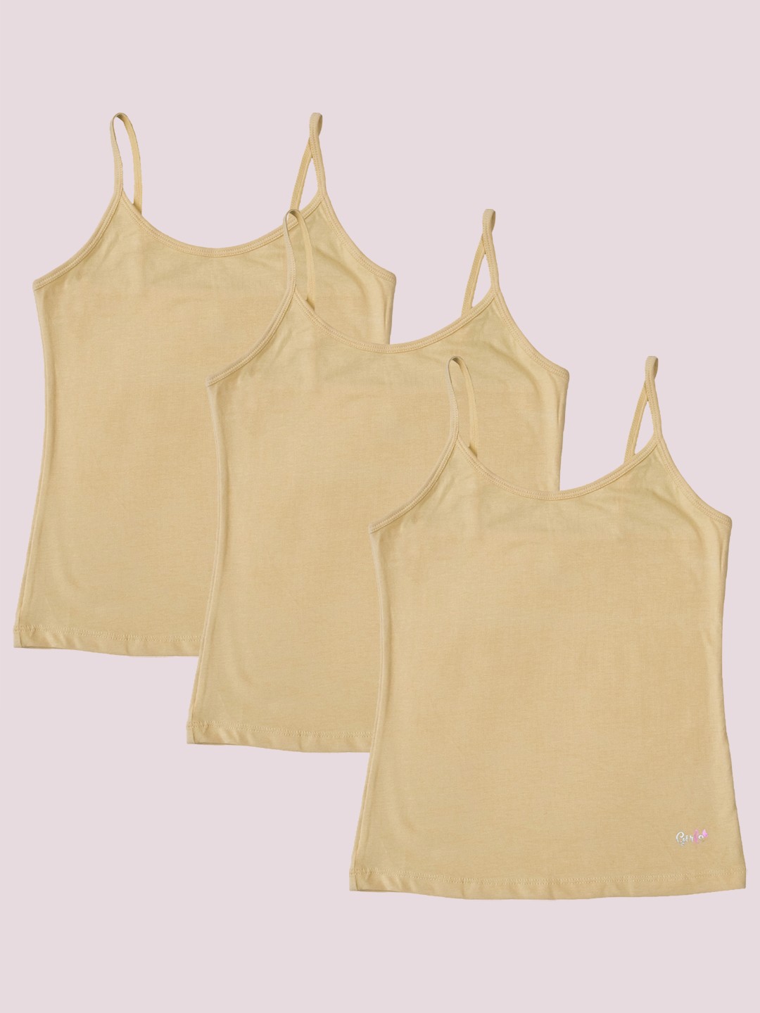 

Soie Girls Pack of 3 Solid Camisole, Beige