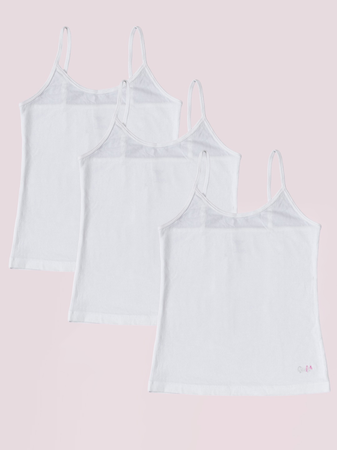 

SOIE Girls Pack of 3 Cotton Non Padded Camisole, White