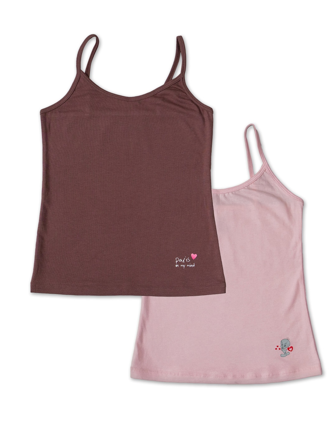

SOIE Girls Pack of 2 Cotton Non Padded Camisole, Brown