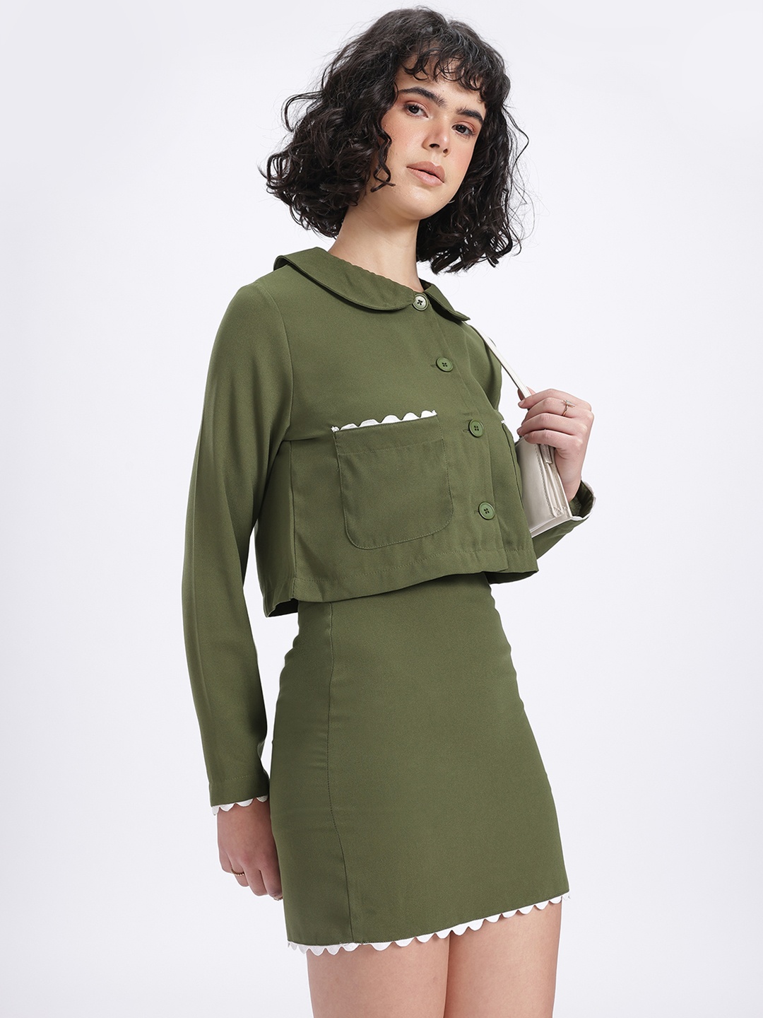 

glitchez Whimsical Wonder Peter Pan Collar Co-Ords, Olive