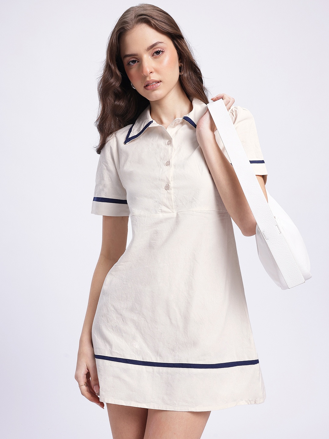 

glitchez Sweet Serenity Mini Shirt Style Dress, Off white