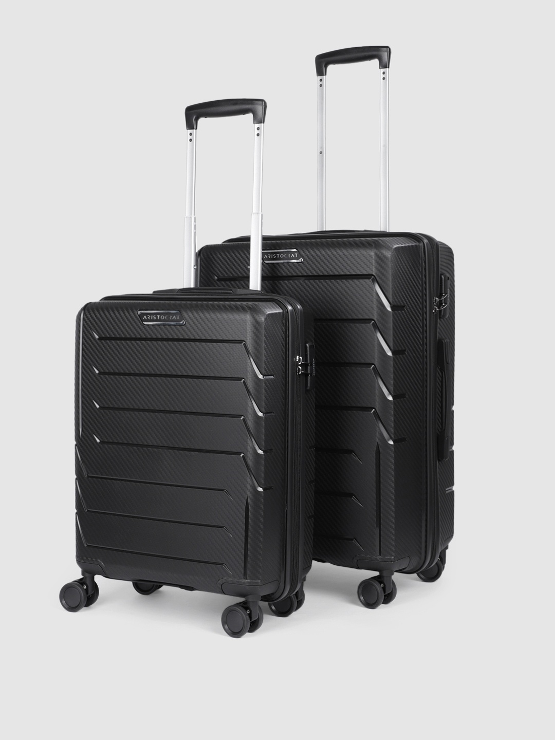 

Aristocrat Unisex CHROMA Set of 2 Hard Shell Cabin & Medium Trolley Suitcases, Black