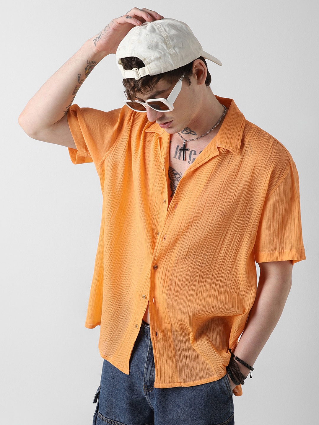 

VASTRADO Men Classic Opaque Casual Shirt, Orange