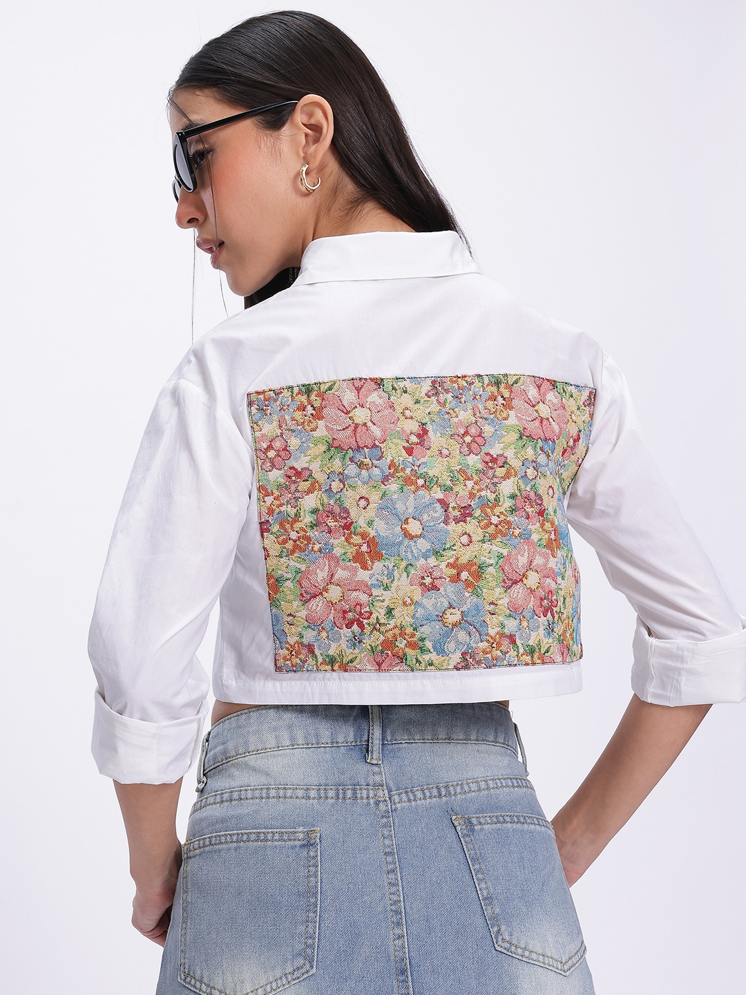 

glitchez Heritage Tapestry Floral Shirt, White