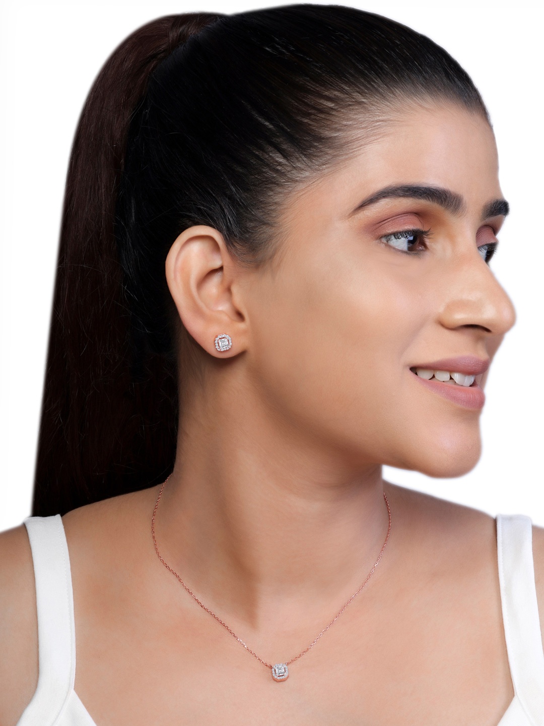 

JUPRA 925 Sterling Silver Rose Gold-Plated Cubic Zirconia Stone Studded Jewellery Set