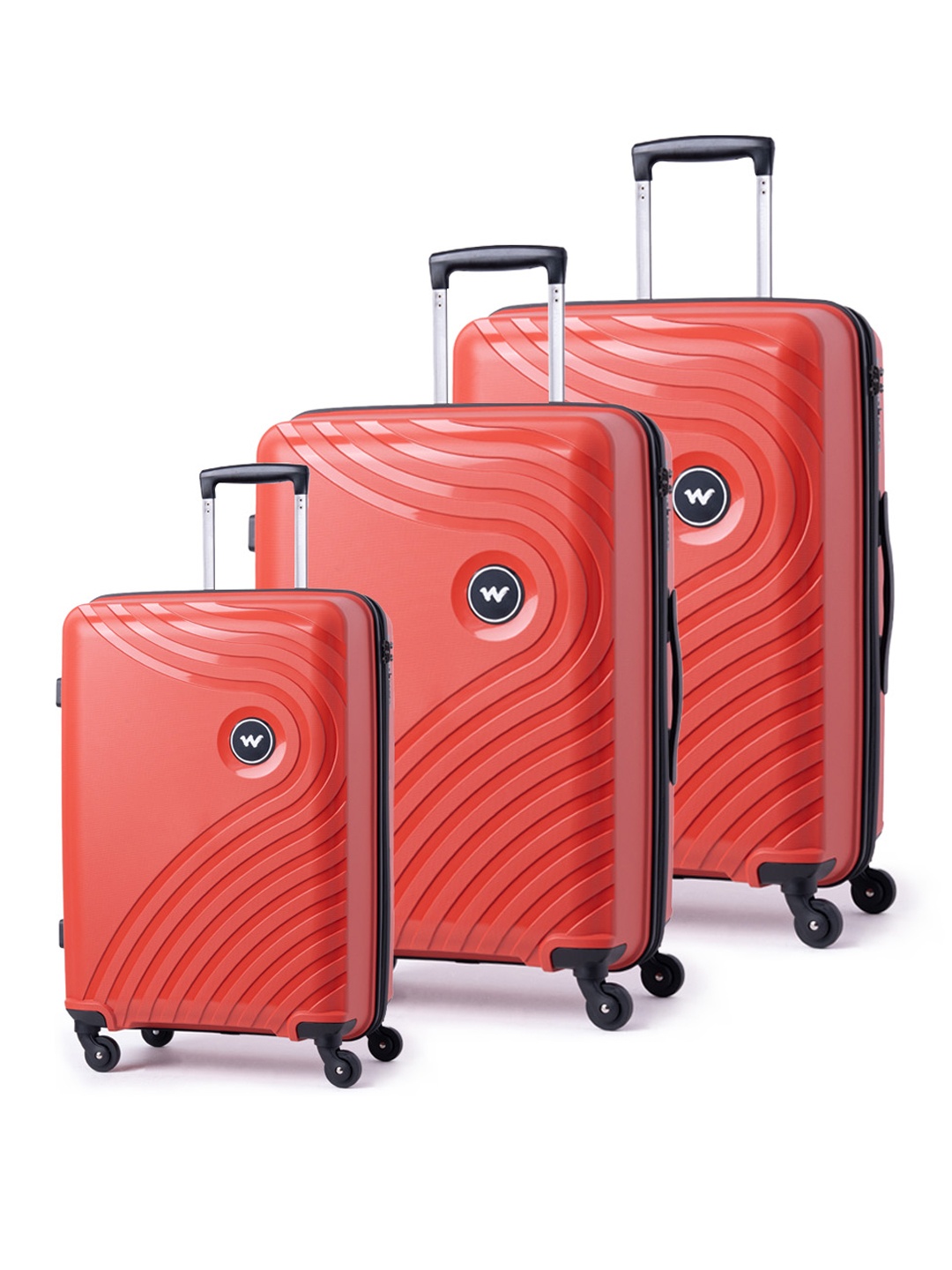 

Wildcraft Onyx Lite Set of 3 360-Degree Rotation Hard-Sided Trolley Bags, Red