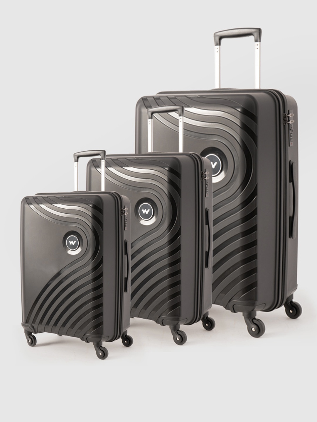 

Wildcraft Set of 3 Onyx Lite Trolley Suitcases - Cabin Medium & Large, Black