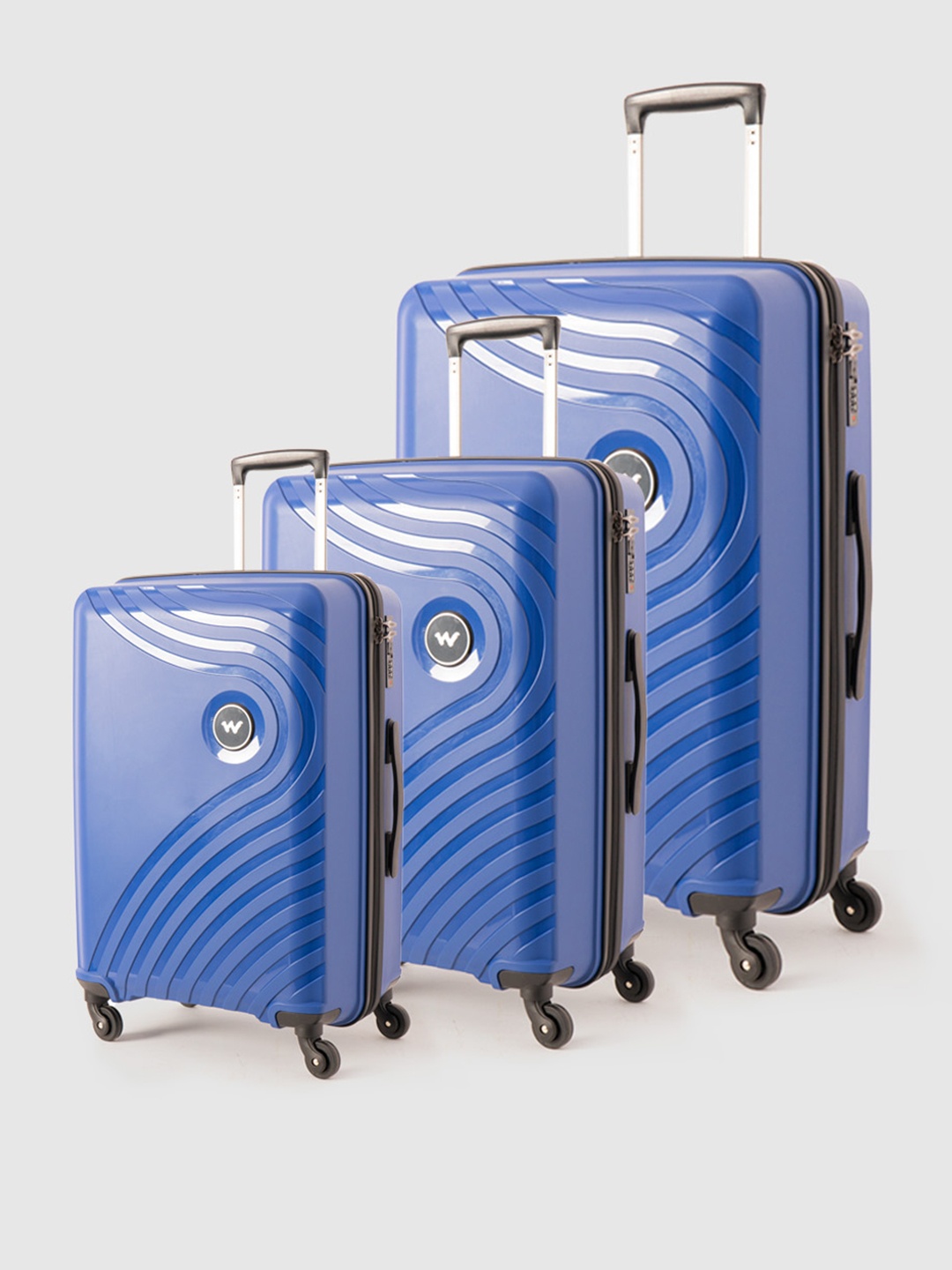 

Wildcraft Set of 3 Onyx Lite Trolley Suitcases - Cabin Medium & Large, Blue