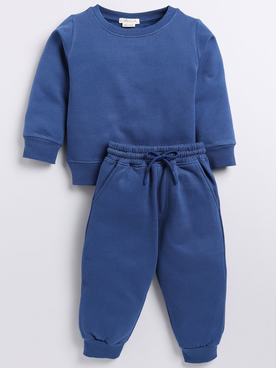 

COT & CANDY Kids Round Neck Sized Sweatshirt With Relaxed Joggers, Navy blue