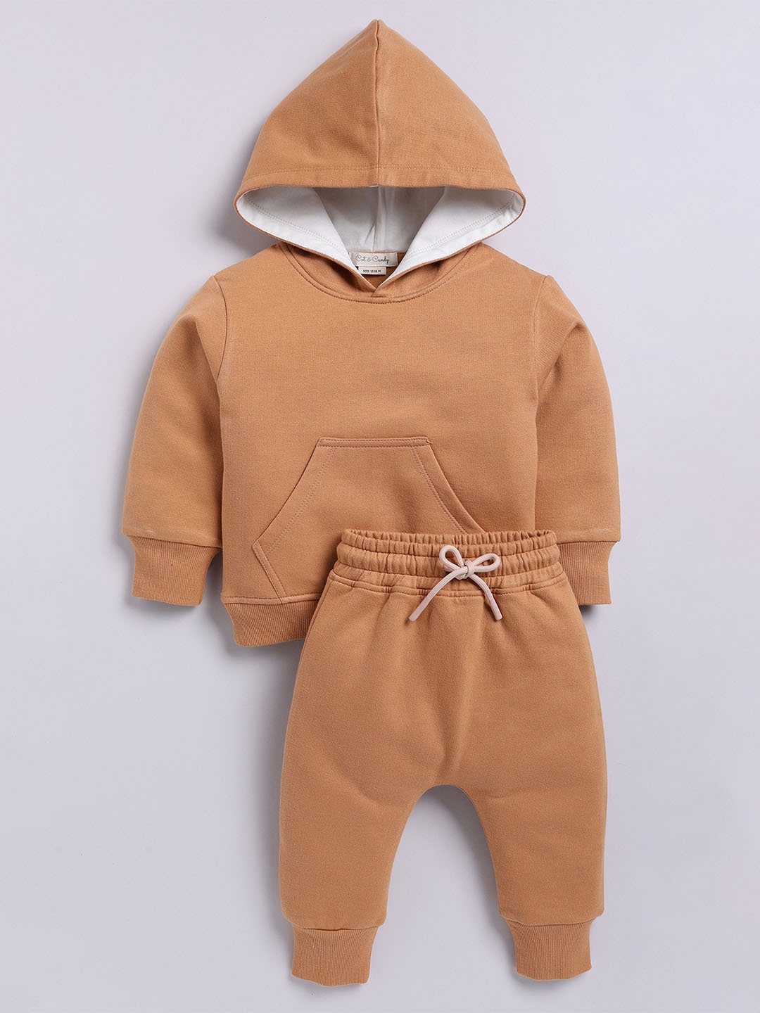 

COT & CANDY Kids Hooded Over Sized Sweatshirt With Relaxed Joggers, Brown