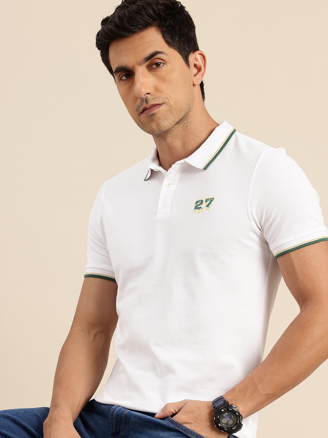 

Being Human Polo Collar Pure Cotton T-shirt, White