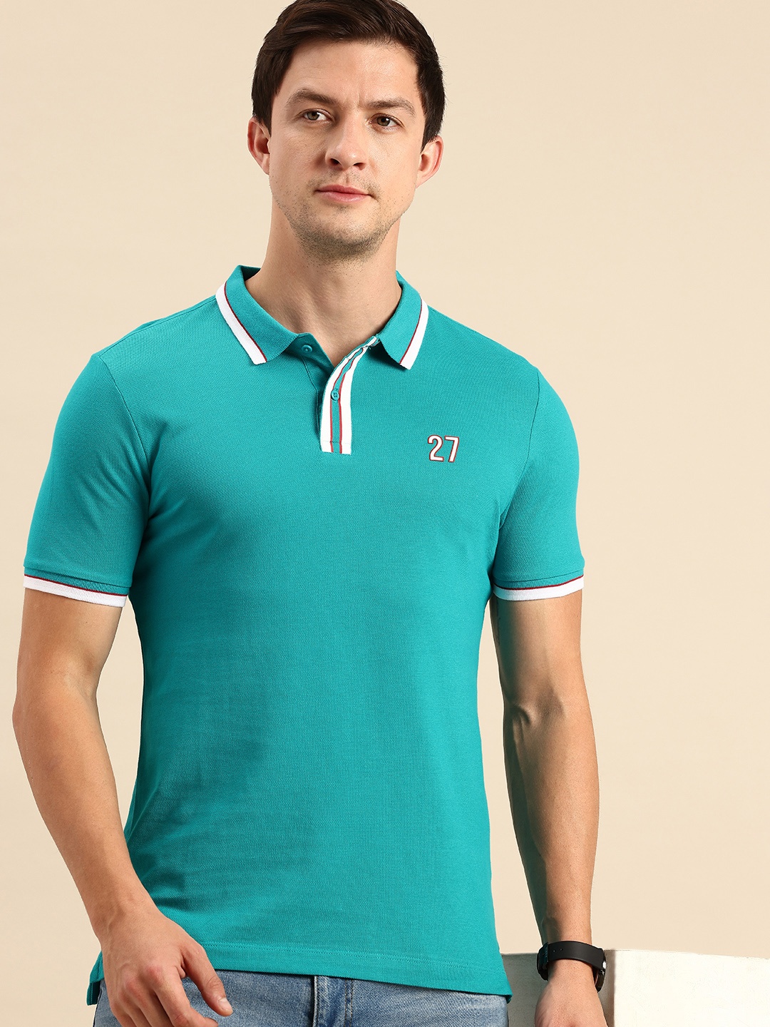 

Being Human Polo Collar Pure Cotton T-shirt, Blue