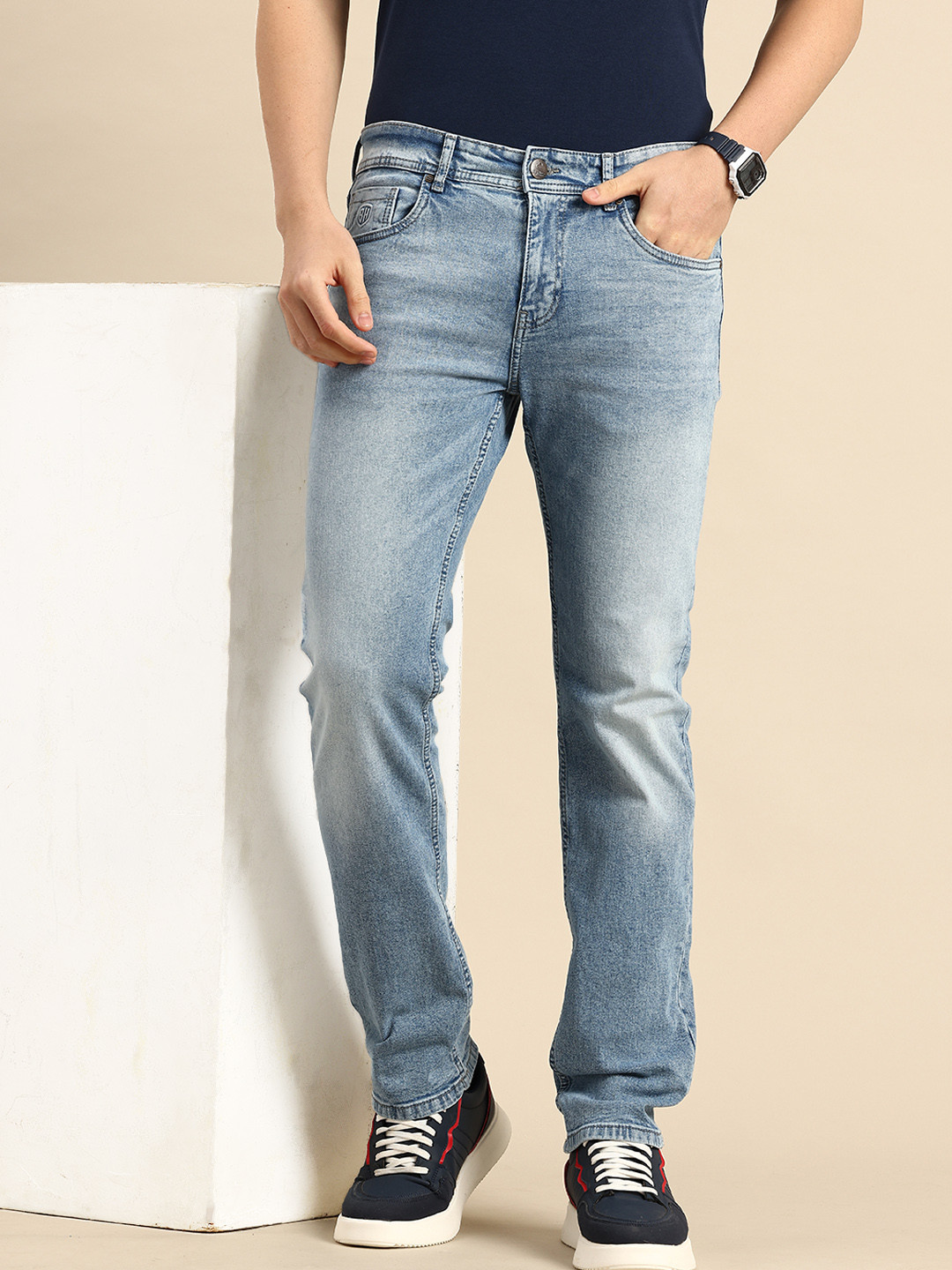 

Being Human Men Straight Fit Heavy Fade Jeans, Blue