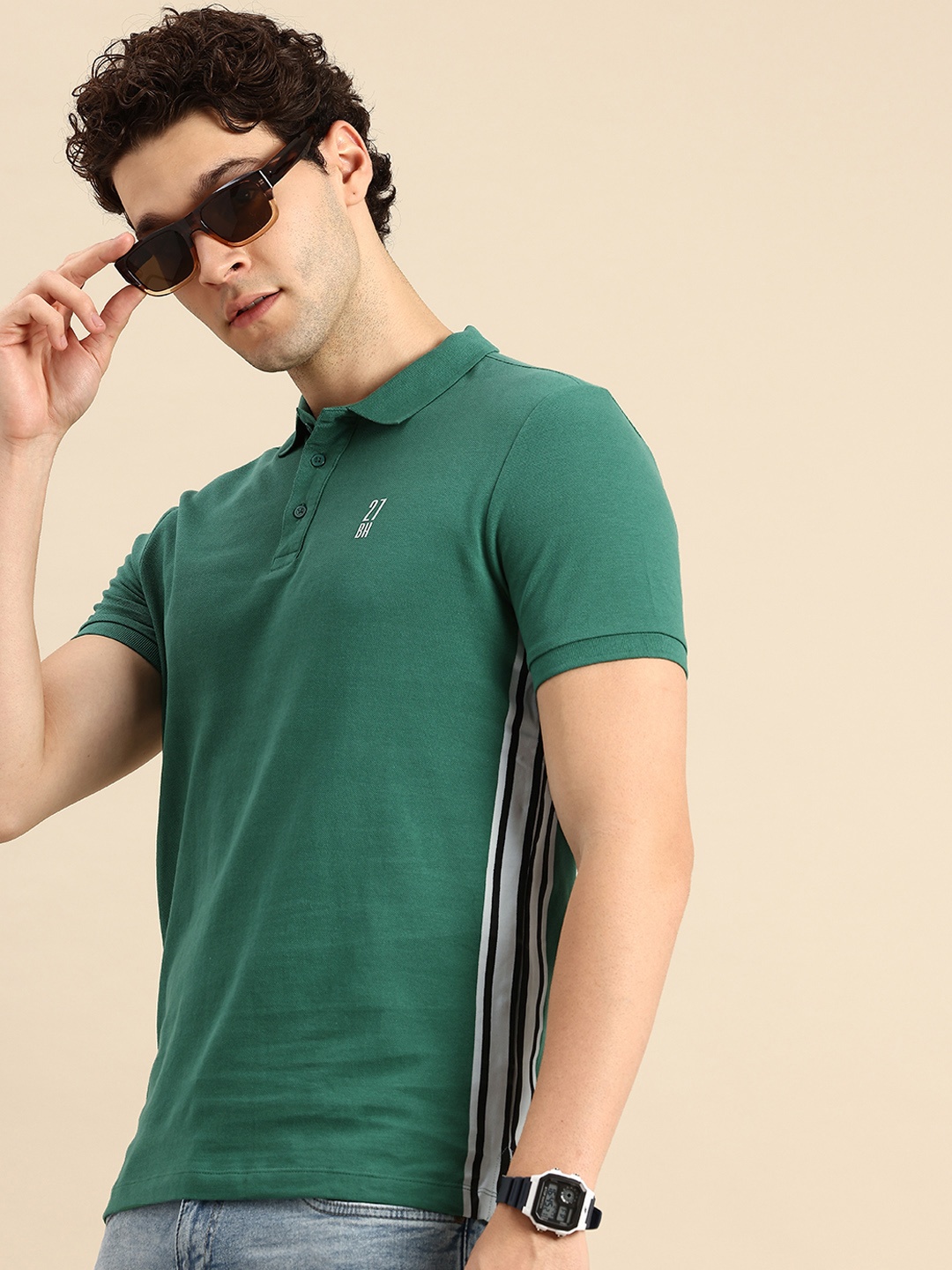 

Being Human Polo Collar Pure Cotton T-shirt, Green