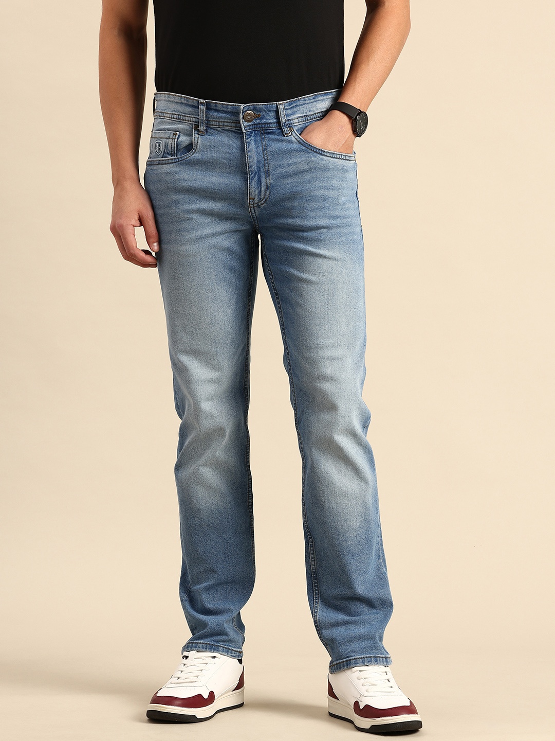 

Being Human Men Straight Fit Light Fade Stretchable Jeans, Blue