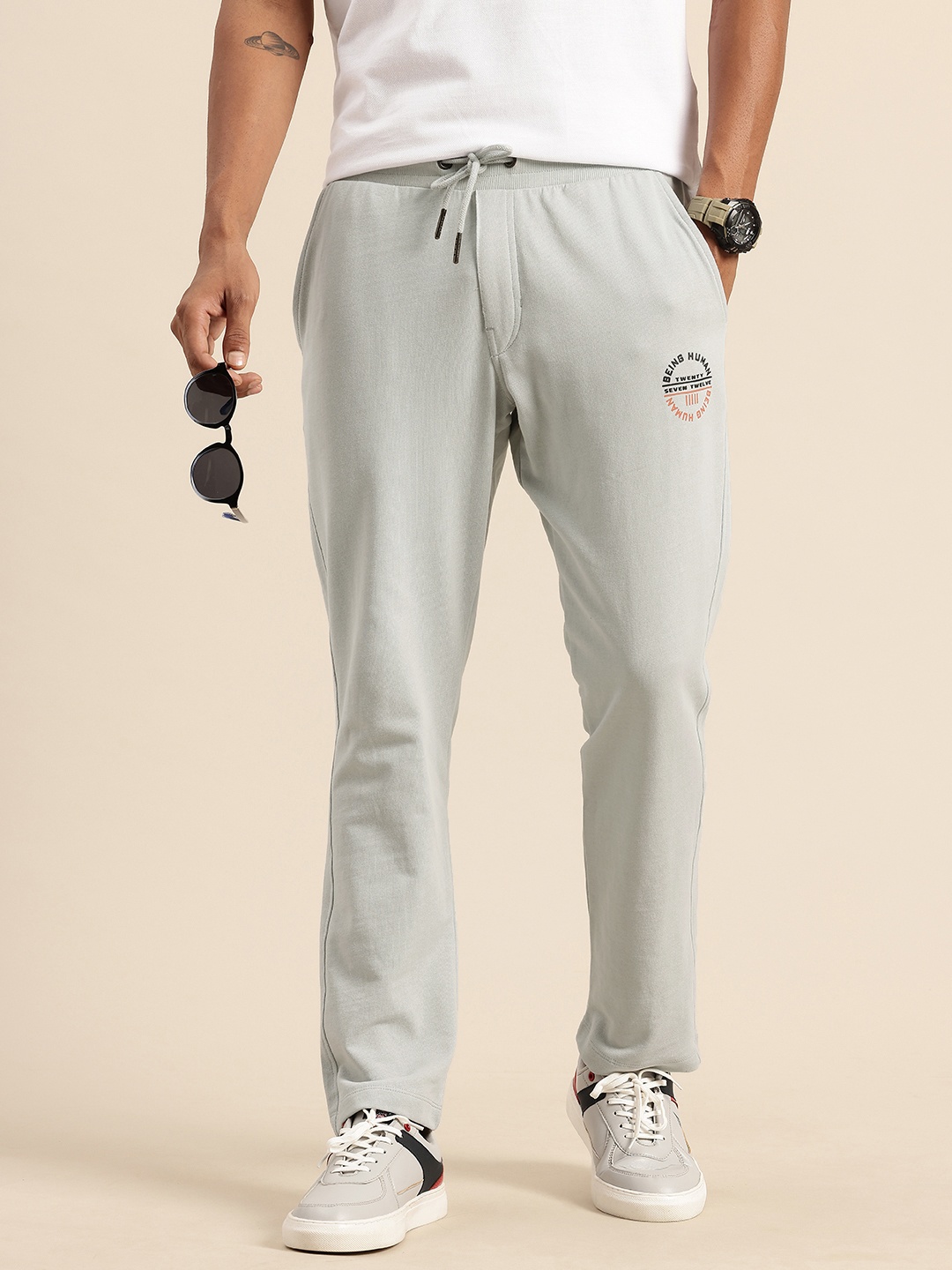 

Being Human Men Pure Cotton Track Pants, Grey