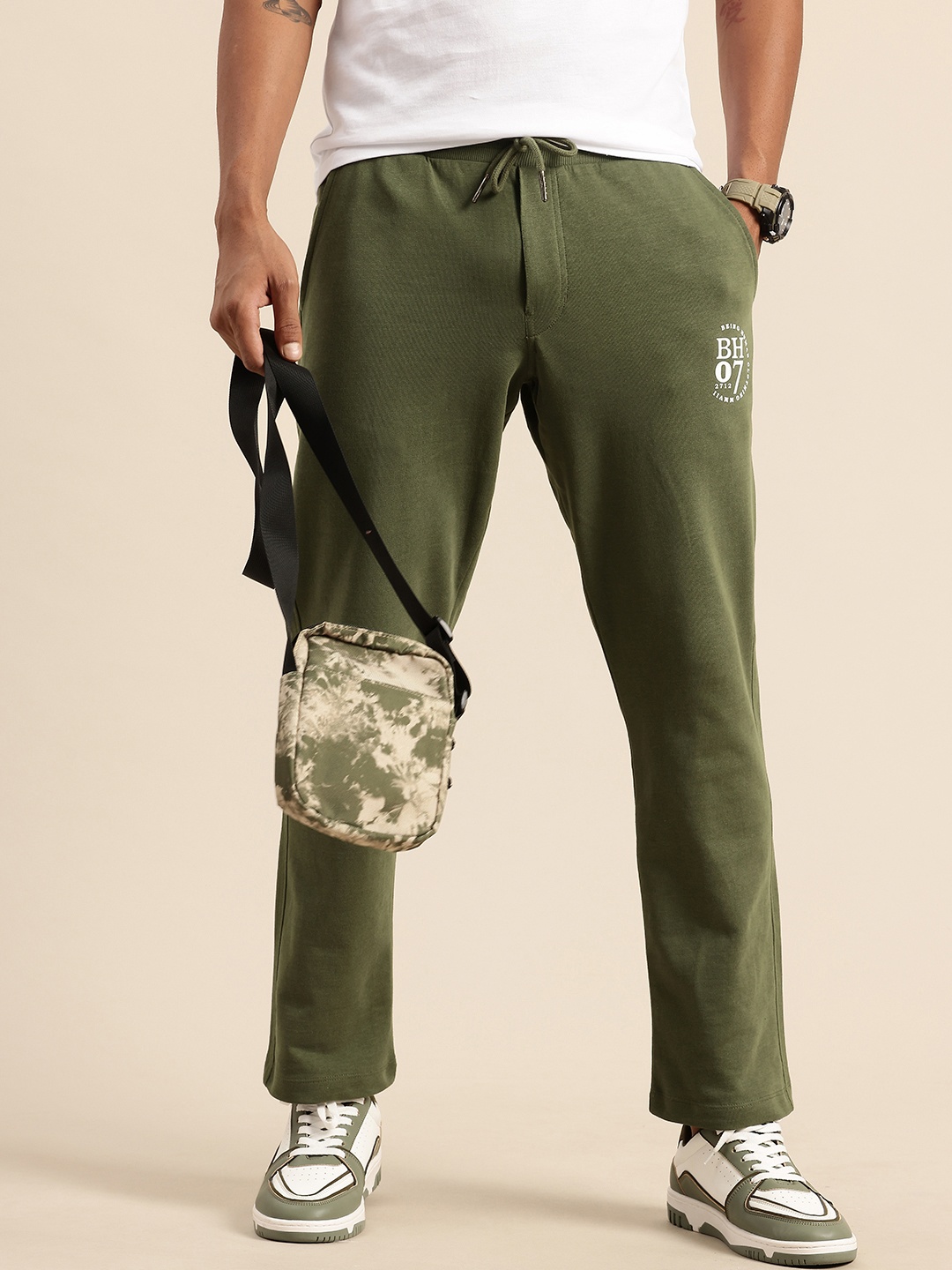 

Being Human Men Pure Cotton Regular Track Pants, Green