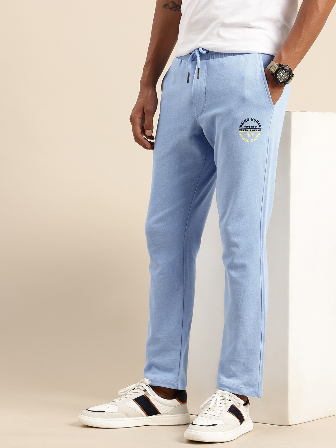 

Being Human Men Pure Cotton Regular Track Pants, Blue