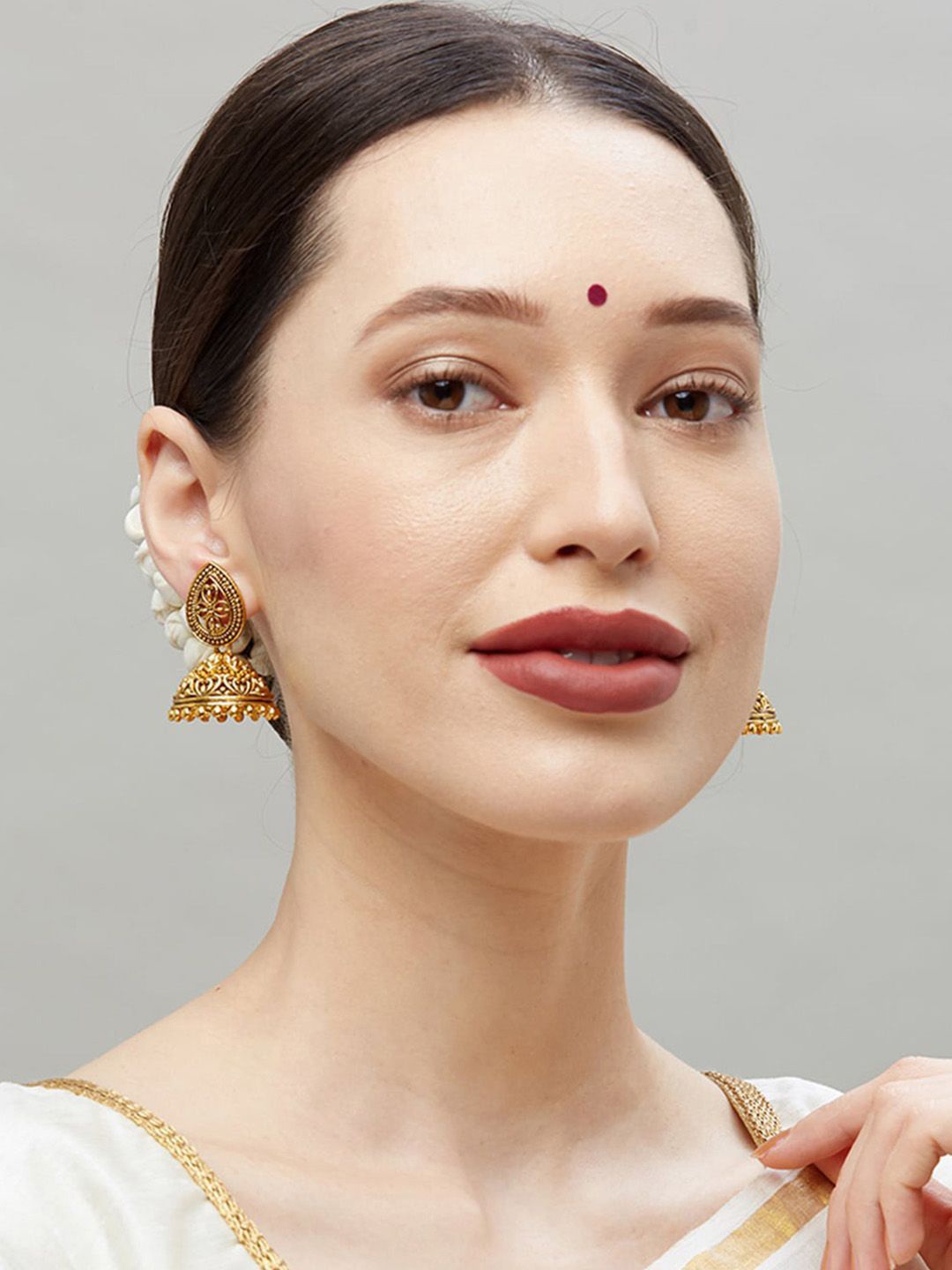 

Fida Gold Plated Dome Shaped Jhumkas Earrings