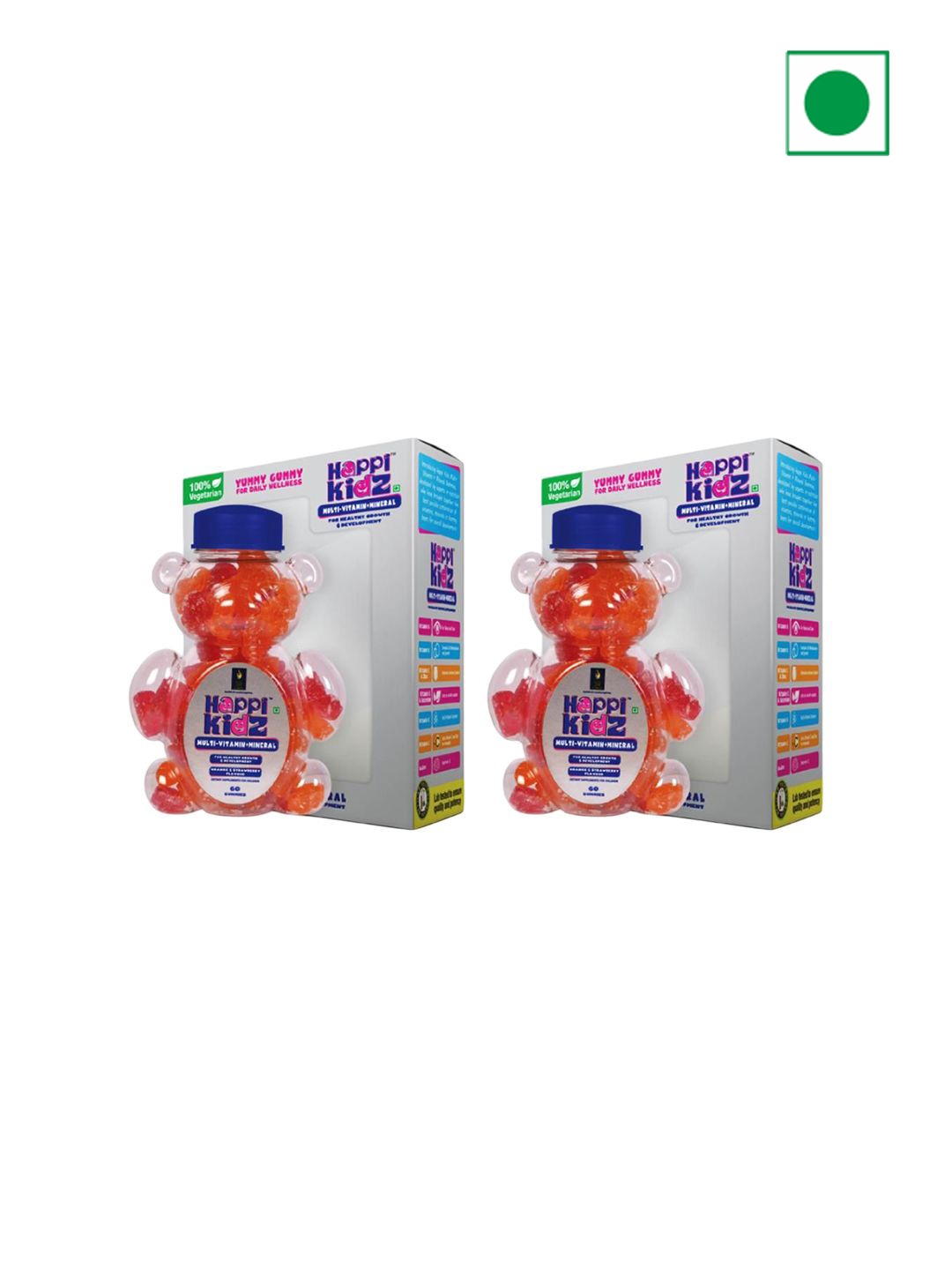 

British Life Sciences Set Of 2 Happi Kidz Multivitamin Gummies - 60 Gummies Each - 150 g, White