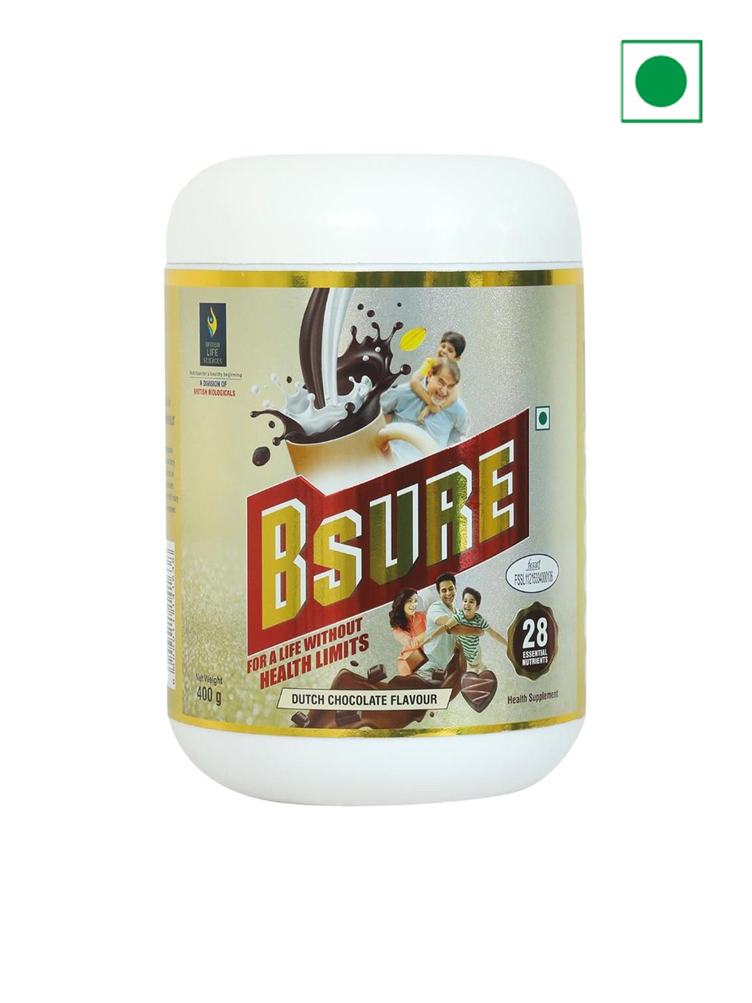 

British Life Sciences Bsure Complete Balanced Supplement - 400 g - Dutch Chocolate, White