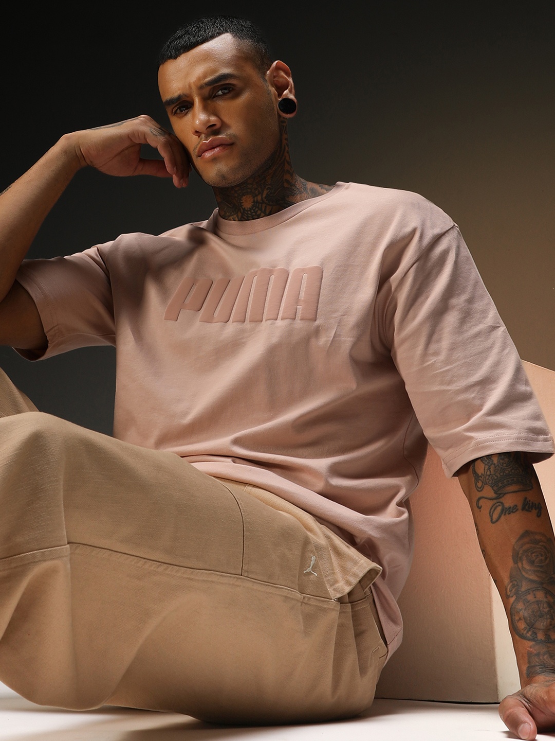 Puma Elevated Boxy Oversized Fit Cotton T-Shirt, Pink