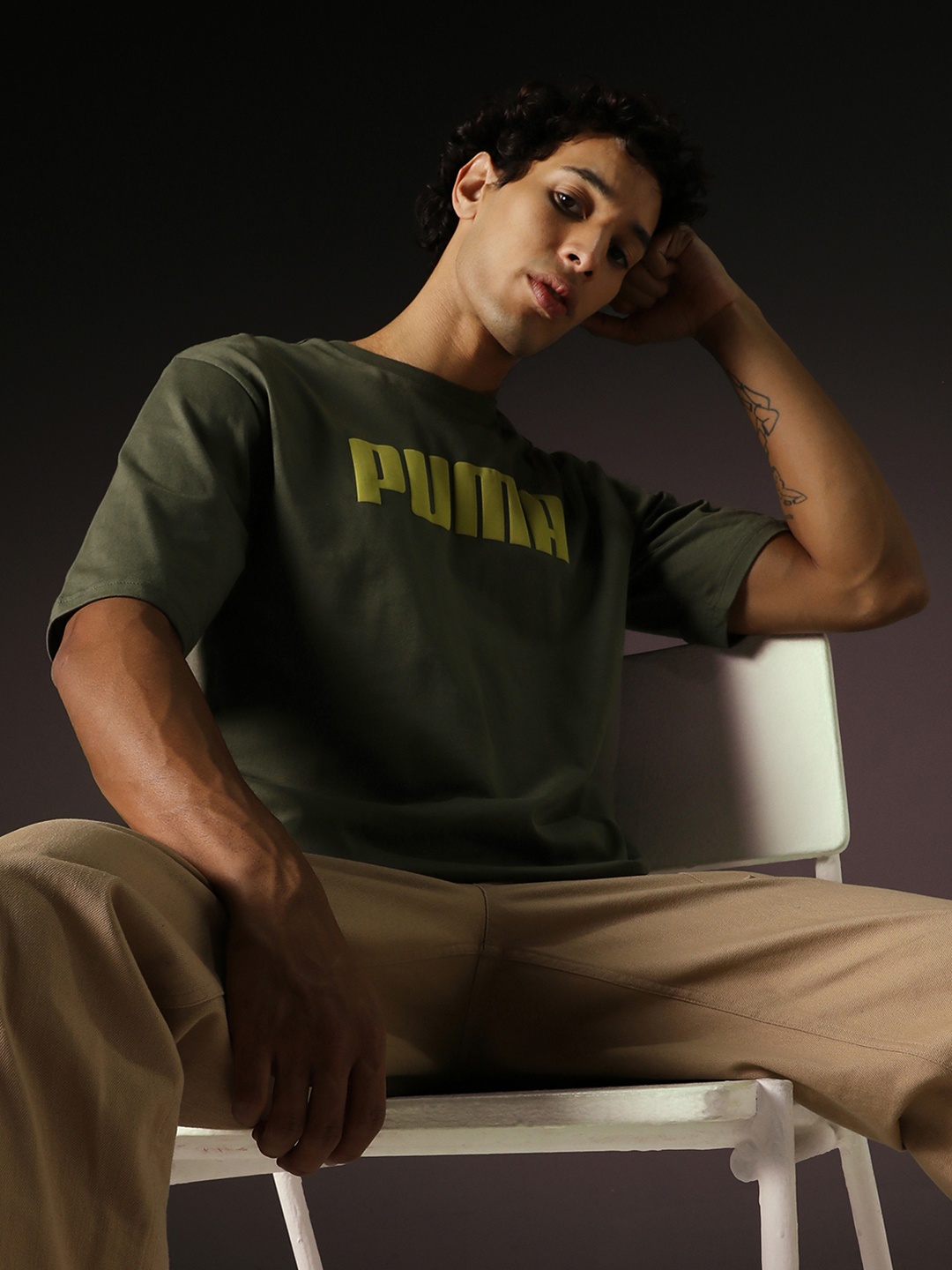 Puma Elevated Oversized Fit Boxy Tee, Green