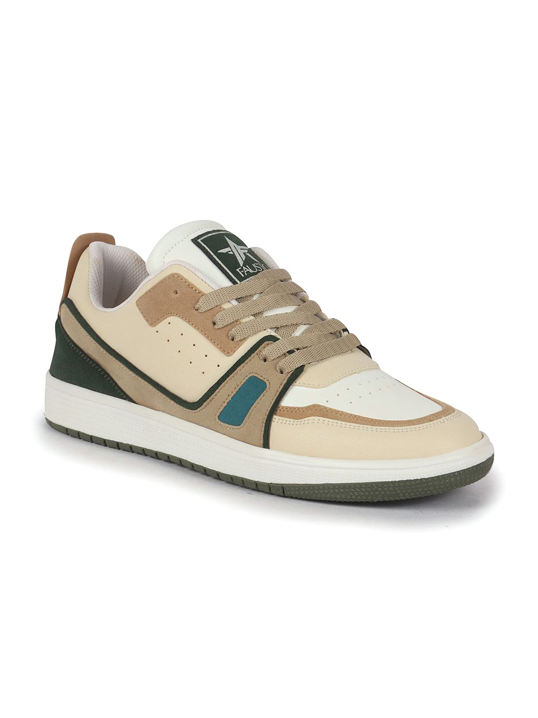 

FAUSTO Men Colourblocked PU Lightweight Sneakers, Olive