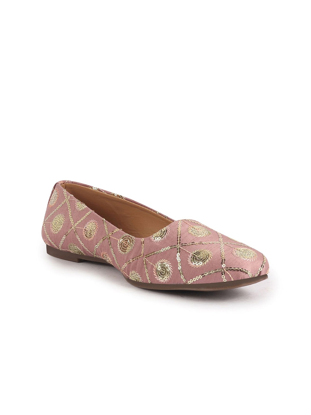 

FAUSTO Women Woven Design Round Toe Mojaris, Pink