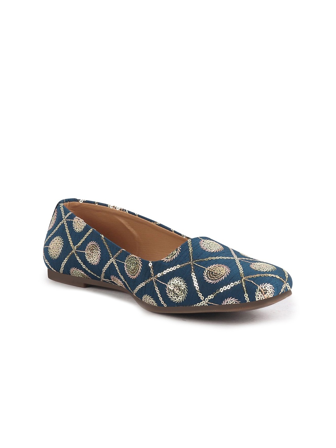 

FAUSTO Women Woven Design Lightweight Mojaris, Blue