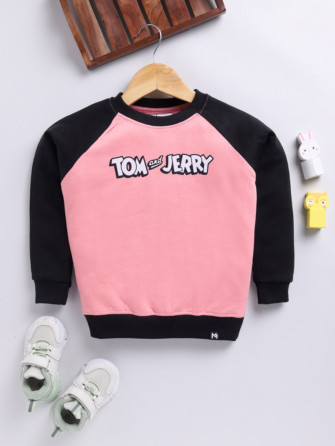 

YK X Minute Mirth Boys Tom & Jerry Back Printed Fleece Sweatshirt, Pink