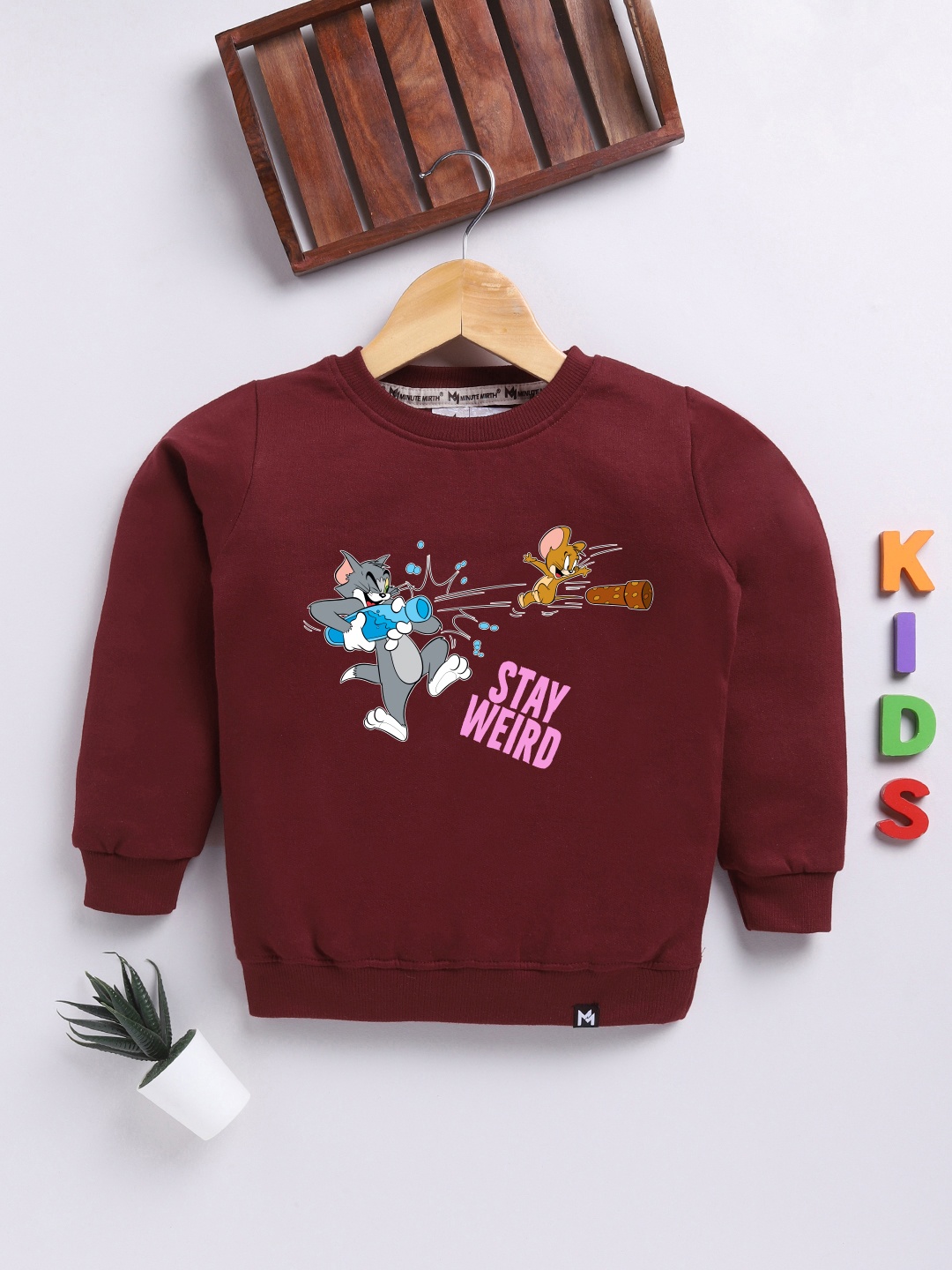 

YK X Minute Mirth Girls Printed Sweatshirt, Maroon