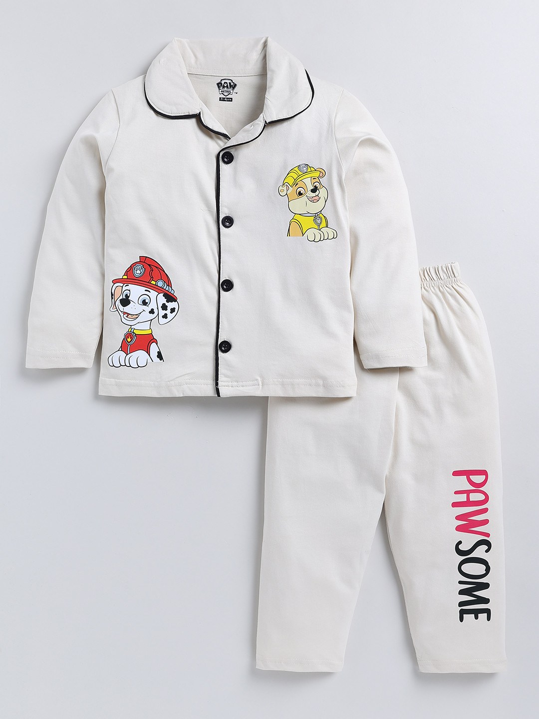 

Here&Now X Denikid Boys Printed Pure Cotton Night suit, Cream