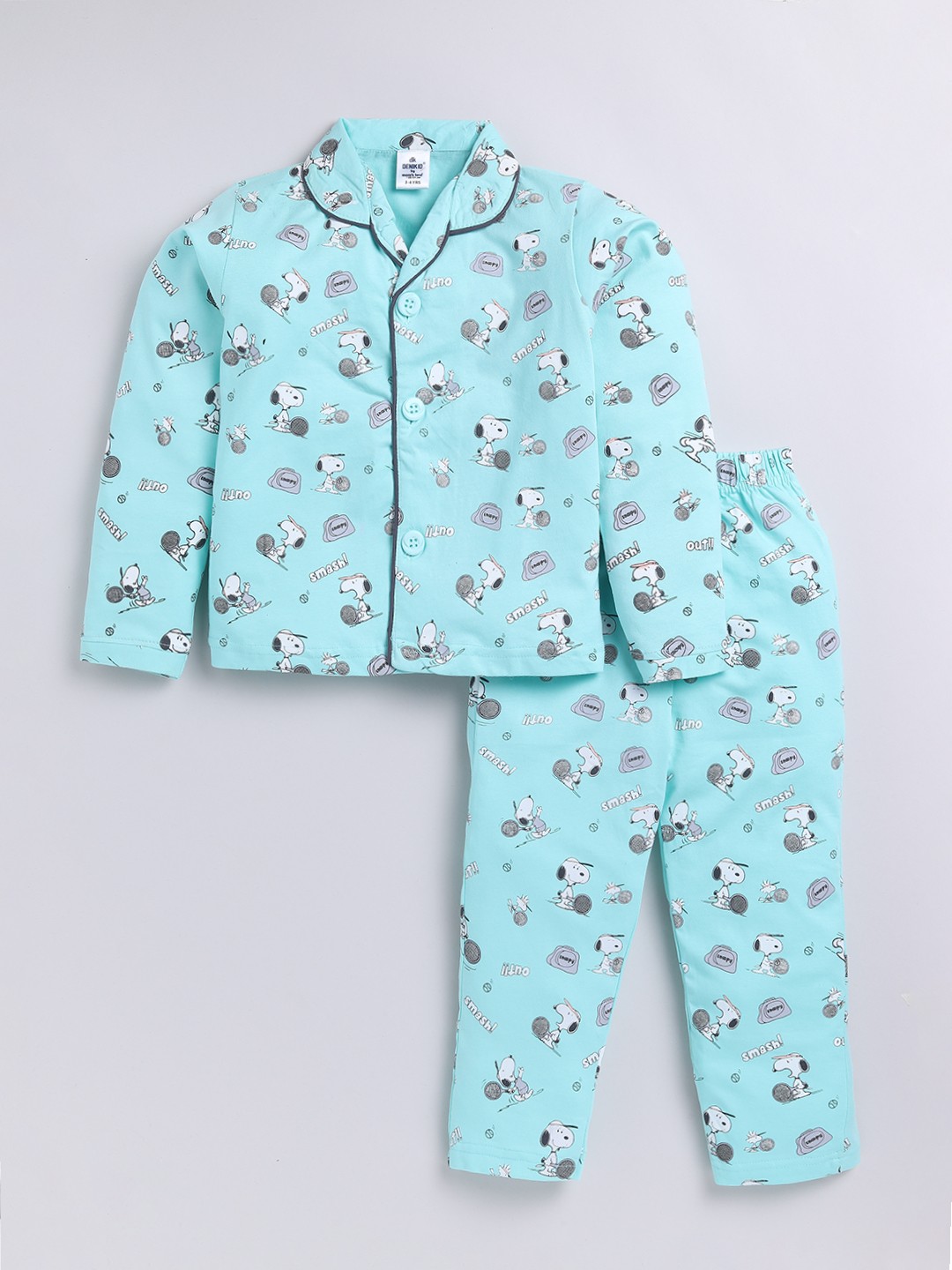 

Here&Now X Denikid Boys Snoopy Printed Pure Cotton Shirt with Trousers, Turquoise blue