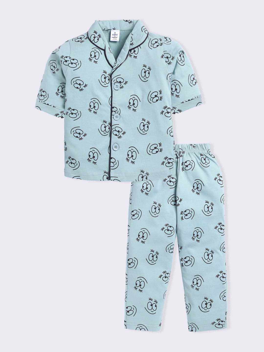 

Here&Now X Denikid Boys Printed Pure Cotton Night suit, Green