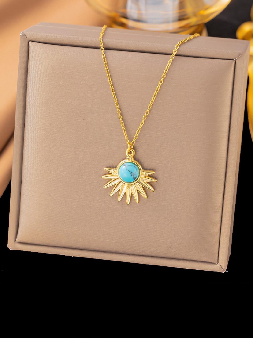 

MYKI Gold-Plated Elegant Stainless Steel Quirky Pendant With Chain