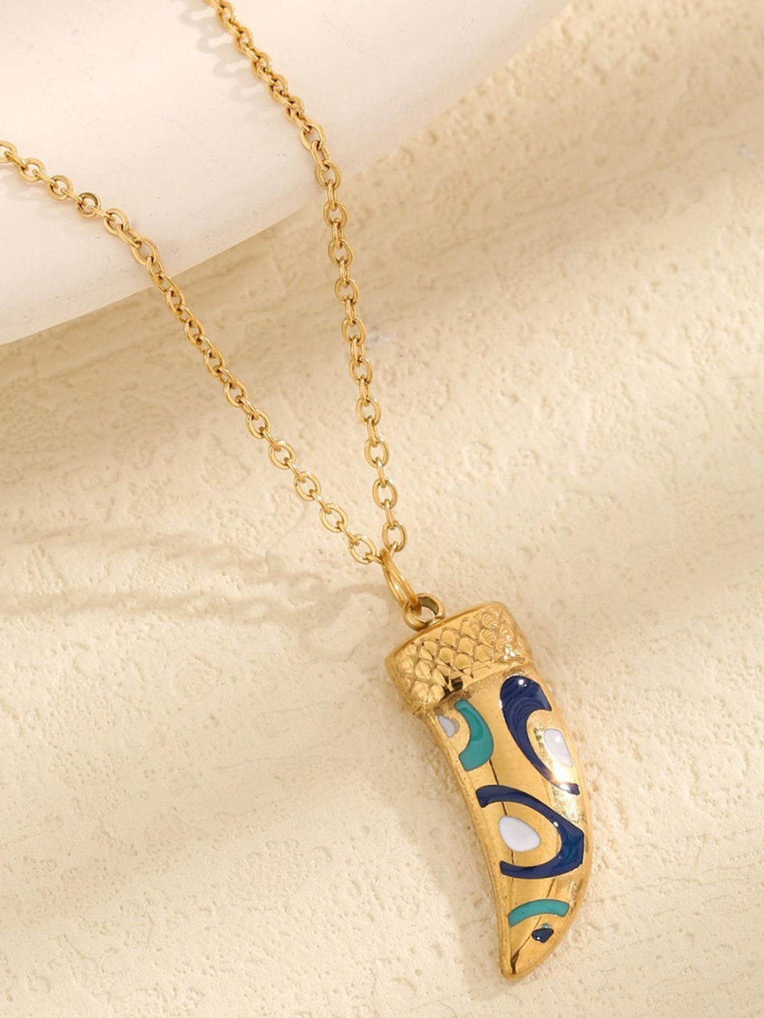 

MYKI Gold-Plated Flashy Stainless Steel Quirky Pendant With Chain