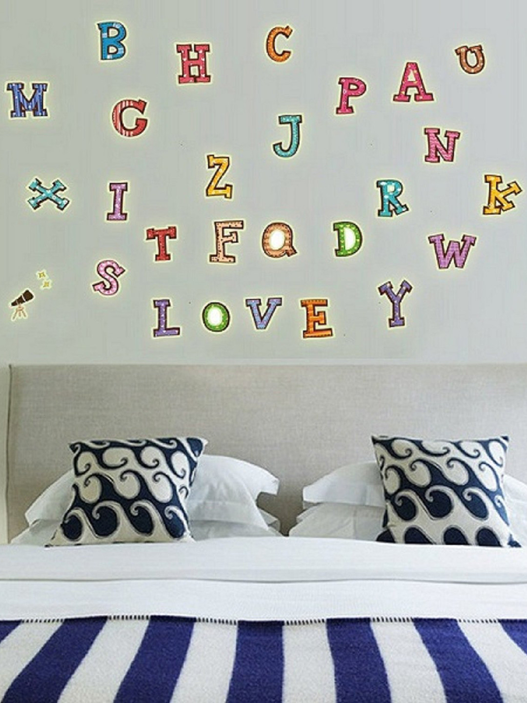 

Asian royal Pink & Blue Alphabet Printed Waterproof Wallpaper