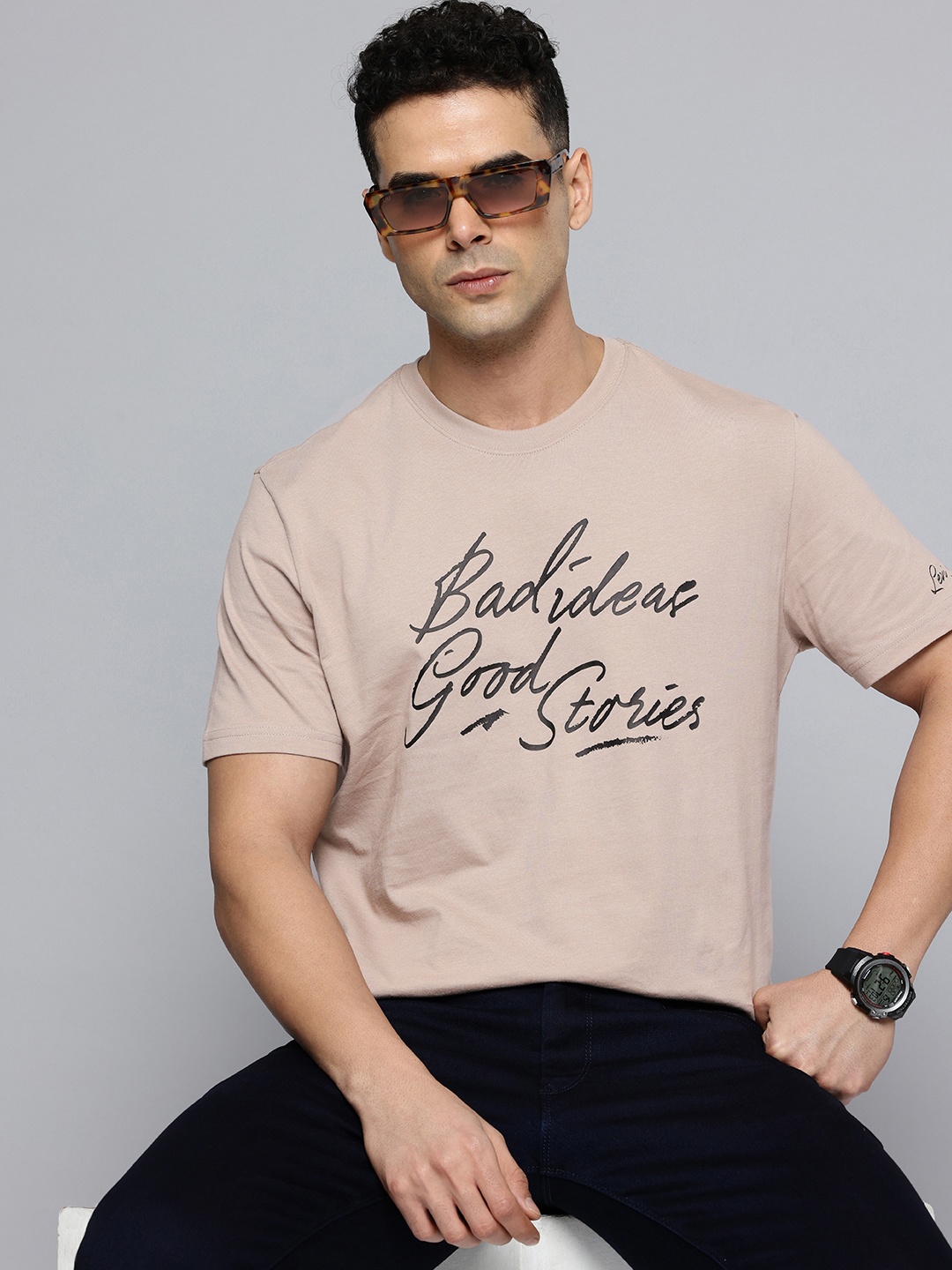 

Levis Typography Printed Pure Cotton T-shirt, Taupe