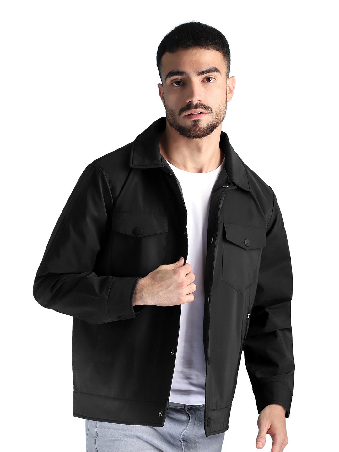 

Beyoung Men Woollen Bomber Jacket, Black