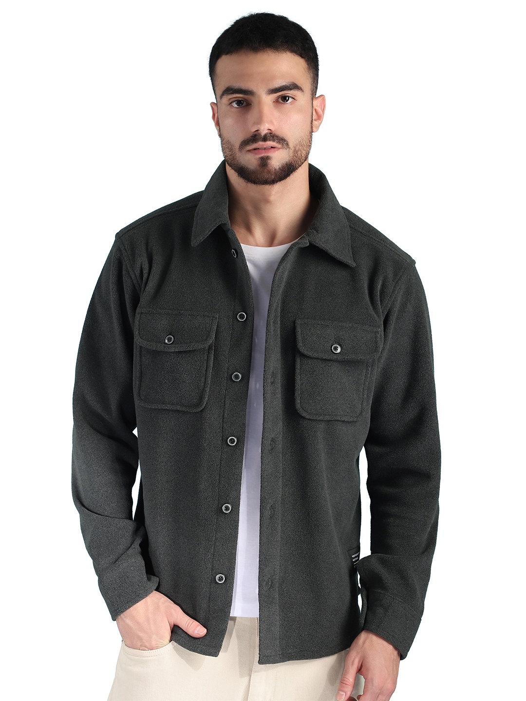 

Beyoung Men Woollen Bomber Jacket, Grey