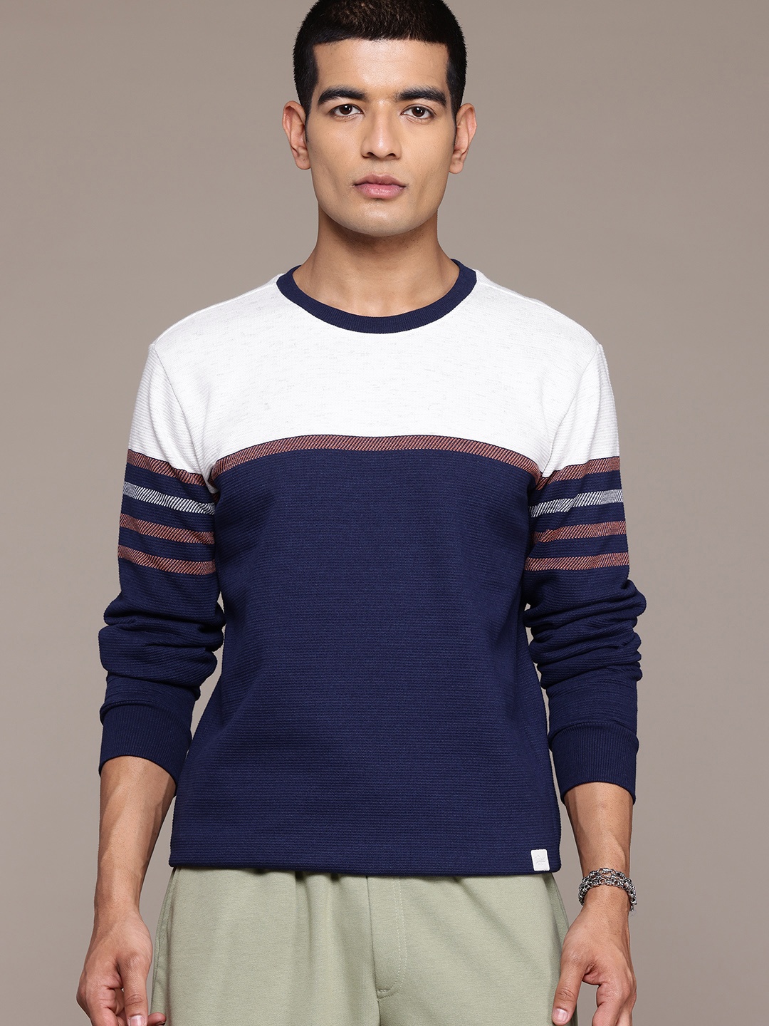 

The Roadster Lifestyle Co. Men Colourblocked Pullover, Navy blue