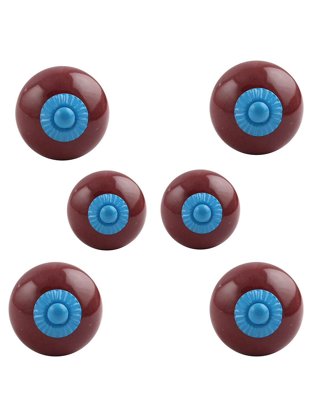 

Indianshelf Set Of 6 Red & Blue Ceramic Round Knobs